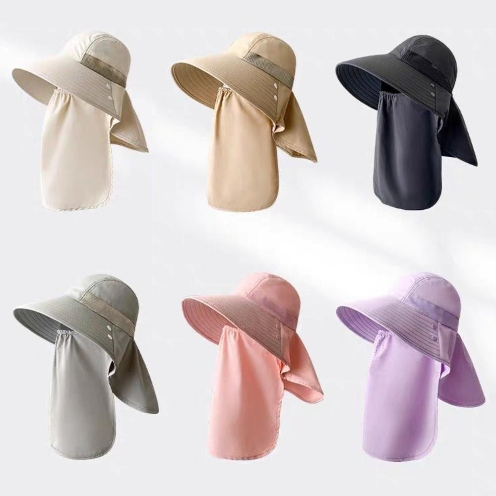 Wide Brim Face Covering Sun Hat Adjustable Integrated Fishing Hat Hiking