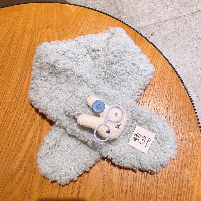 Charming Cartoon Rabbit Plush Gloves - Warm Velvet Lined Winter Mittens for Women and Students