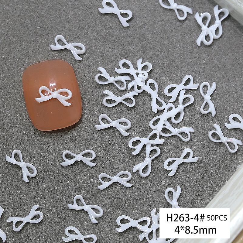 50Pcs 3D Exquisite Bow Tie Nail Art Charms Resin Ribbon Bowknot Jewelry Nail  Decoration Diy Accessories Manicure