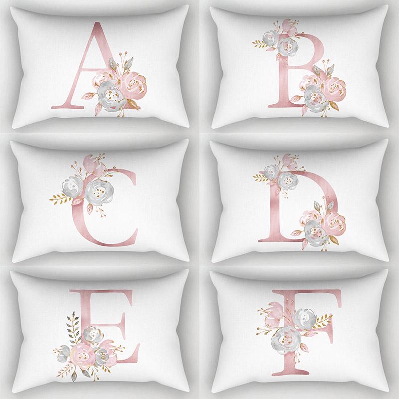 26 Letter Pillow Case Flowers Pillow Case Cushion Cover Fashion Pillow Cover Pillow Cover Pillow Case Home Decoration Jewelry Accessory