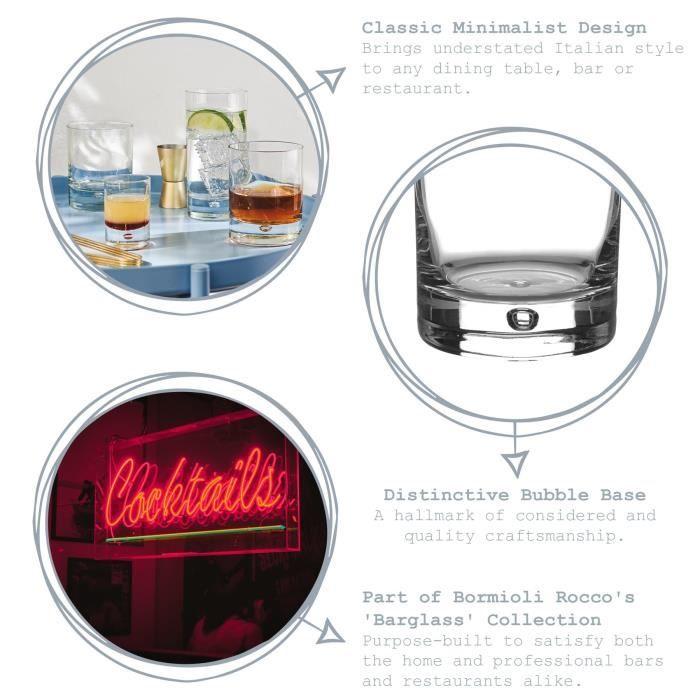 6x 280ml Barglass Verres à Whisky - Eau Vin Gin Jus Ensemble de Gobelets à Cocktail - Par Bormioli Rocco
