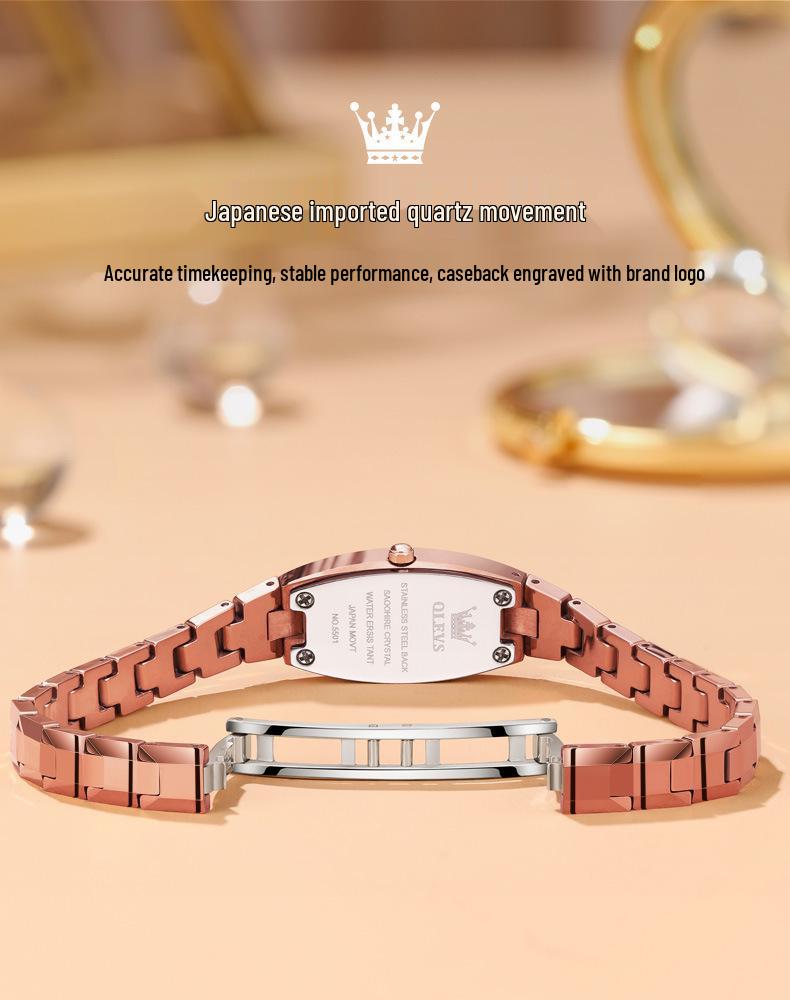 Tungsten Steel Waterproof Women's Watch with Imported Movement - Olis Cross-Border Style