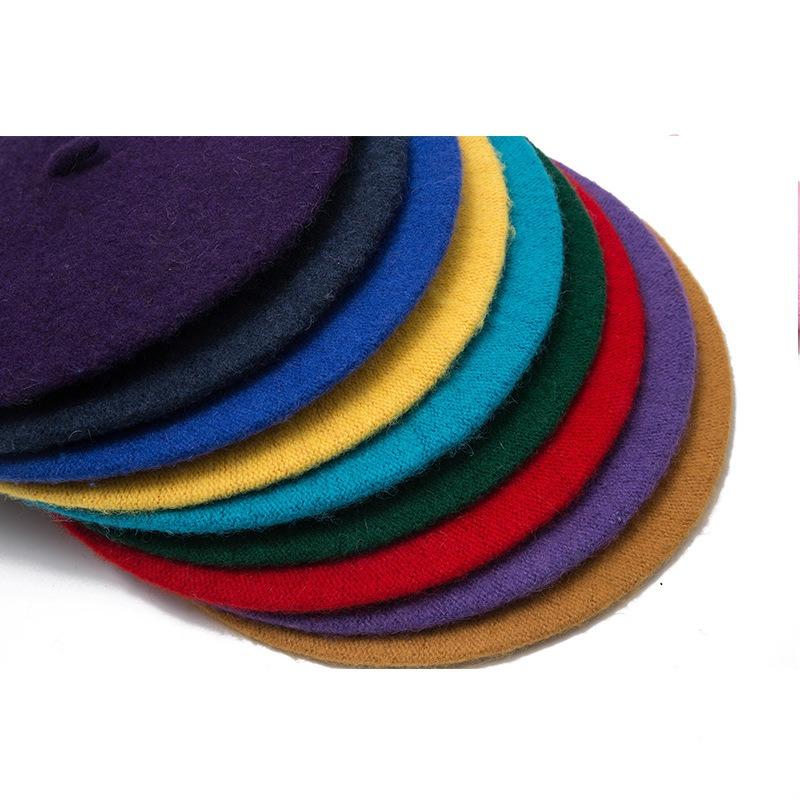 Hat Female Winter Imitation Wool Beret British Autumn and Winter Versatile Knitted Painter Hat Pumpkin Hat