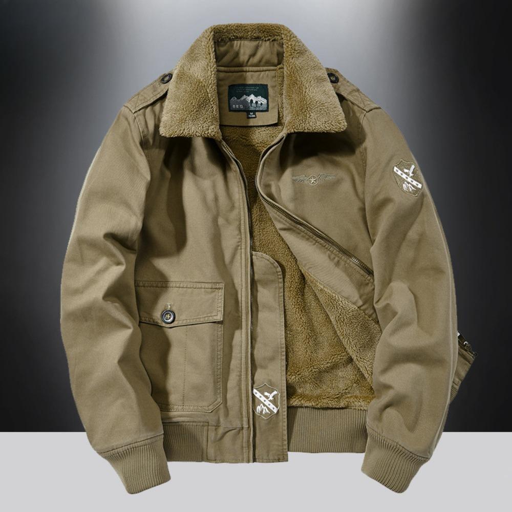 Lamb wool short coat men's winter thickened fur collar fleece tooling bomber jacket cotton coat lamb wool cotton coat