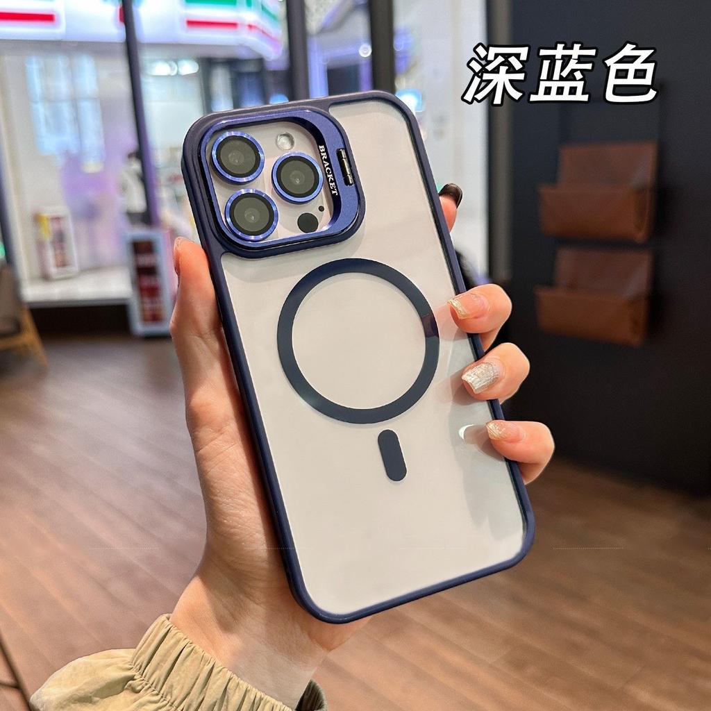 Apple iphone11promax acrylic mobile phone case 11/11/11 with bracket magnetic attraction male and female transparent case