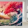 Erosebridal Dragon Bathroom Shower Curtain Sets Japanese Style Shower Curtain For Kids Boys Girls Ocean Wave Fabric Shower