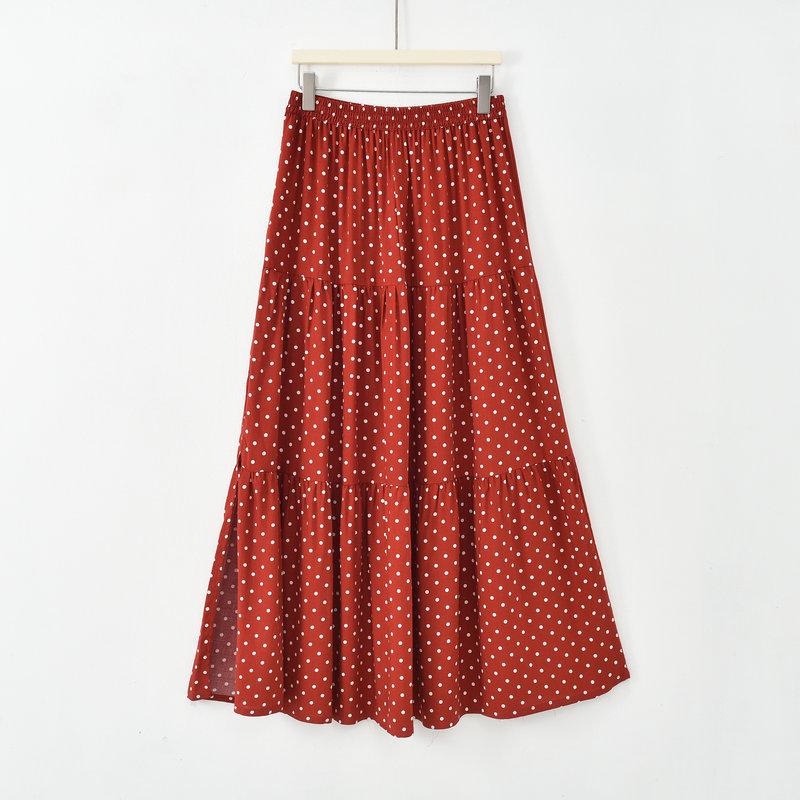 

Хлопковый нуил Ретро Юбка с высокой посадкой Цветочная Миди Длина Приталенная Повседневная А-силуэта Юбки Свободная домашняя одежда L