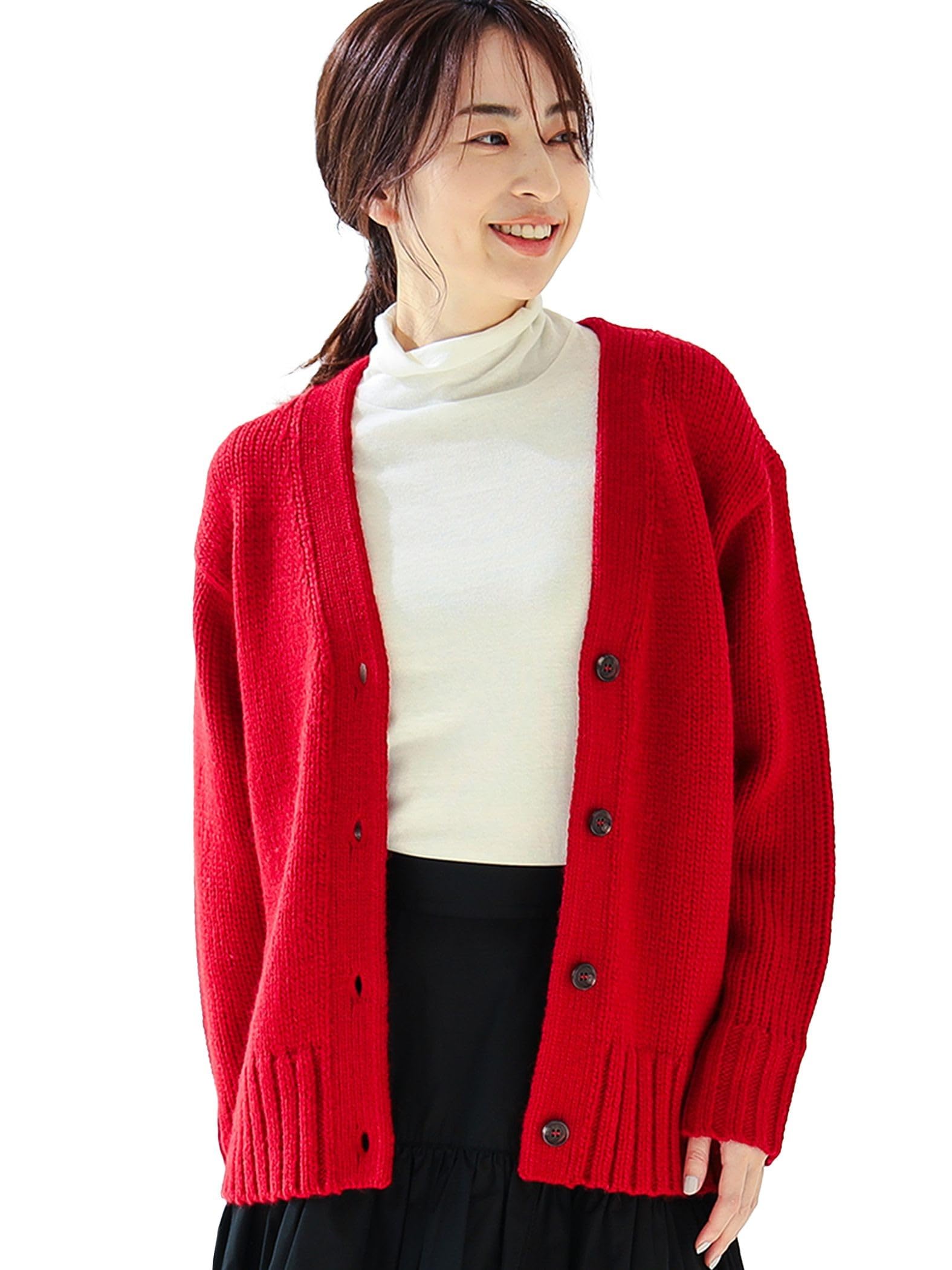 

LIFE STORE by Knit by BEAMS Edwardian Knit Cardigan RED ONE SIZE [BEAMS BEAMS] L/S BMING V-образный вырез для женщин