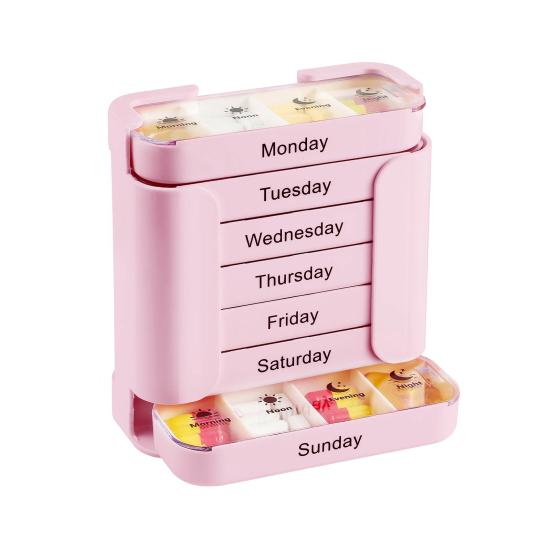 Еженедельный органайзер для таблеток Утро День Вечер Ночь 4 раза в день Контейнер-диспенсер для лекарств на 7 дней Большая вместимость