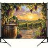 2D Wine Barrel & Grape Vine Photoshoot Backdrop for Party Decor