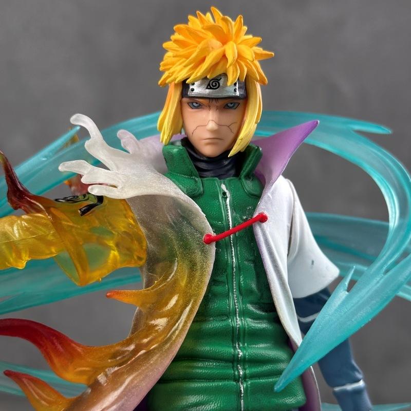GEM Series Naruto Minato Namikaze „Gelber Blitz“ Statue, 26cm Leuchtende Figur mit zwei Kopfskulpturen, Anime Sammlerstück Display