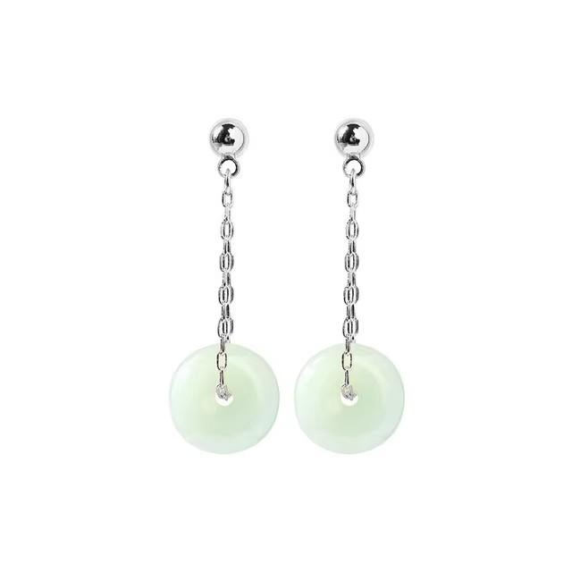 PANJBJ 925 Sterling Silver Rose Hotan Jade Earring for Women Girl Ethnic Style Versatile Temperament Jewelry Gift Dropshipping