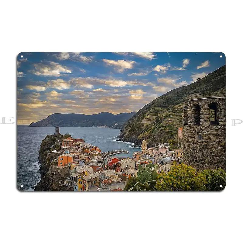 Vernazza In Cinque Terre Metal Sign Garage Club Garage Garage Cave Custom Tin Sign Poster 20X30CM