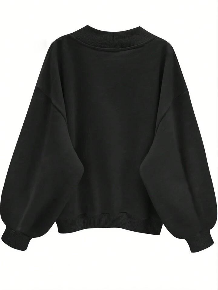 Arrival Women's Pullover Sweatshirt V-Neck Korean Fashion Loose Fit Casual Crew Neck Multi-Color Tops