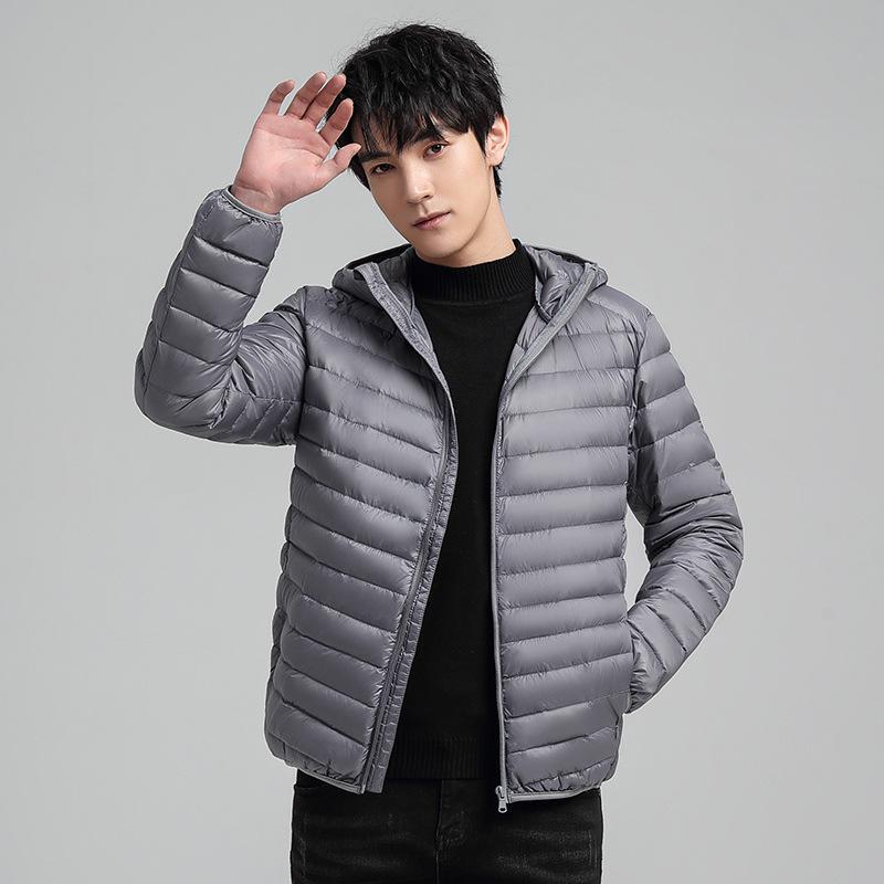 Men's Trendy Lightweight White Duck Down Hooded Jacket - Autumn/Winter Casual Sports Outerwear 2025.