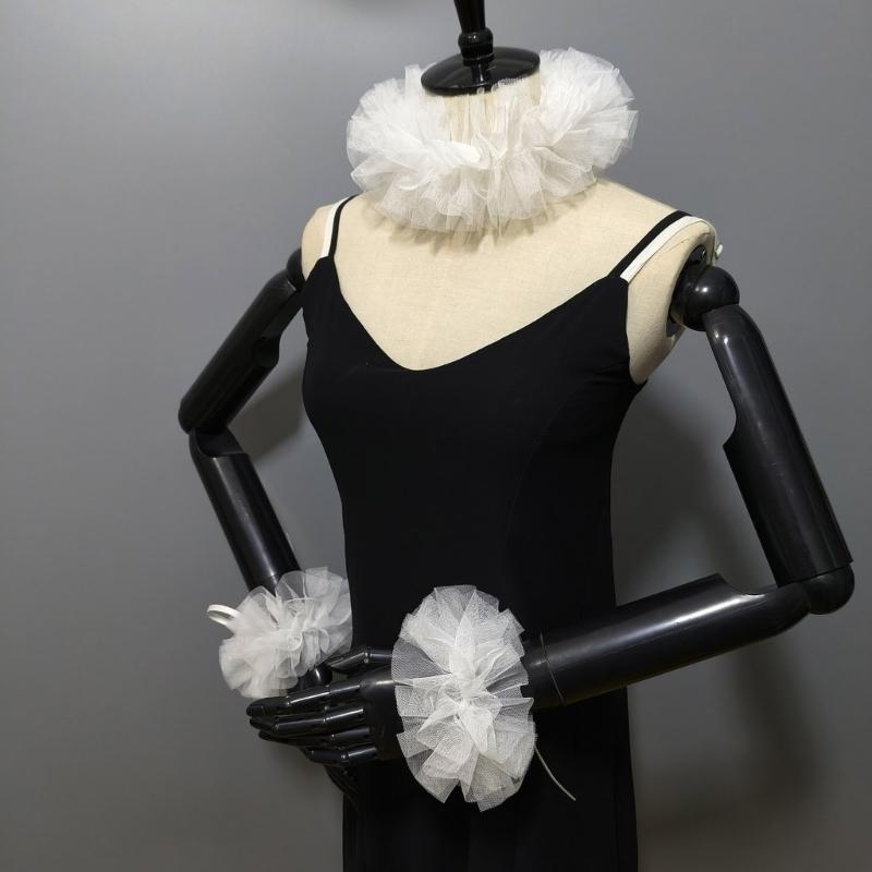 Elizabethanisches Netz-Halskrause Abnehmbarer Rüschenkragen und Manschetten für Mittelalterkostüm und Historische Nachstellungen