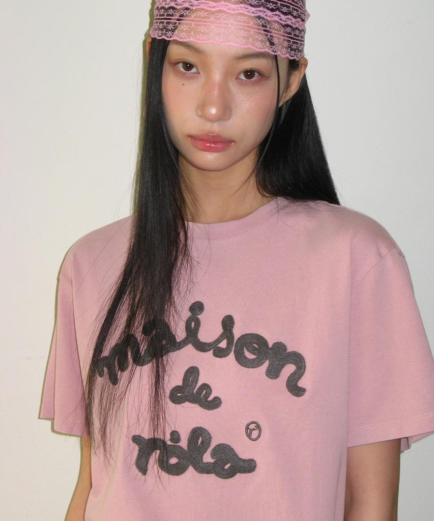 ROLAROLA Maison De Rola Embroidery Pigment Loose Fit T-Shirt I/Pink