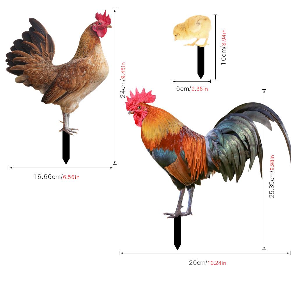 YKLU069-256 3D Rooster, Hen, Duck & Pig Outdoor Garden Decoration Plug