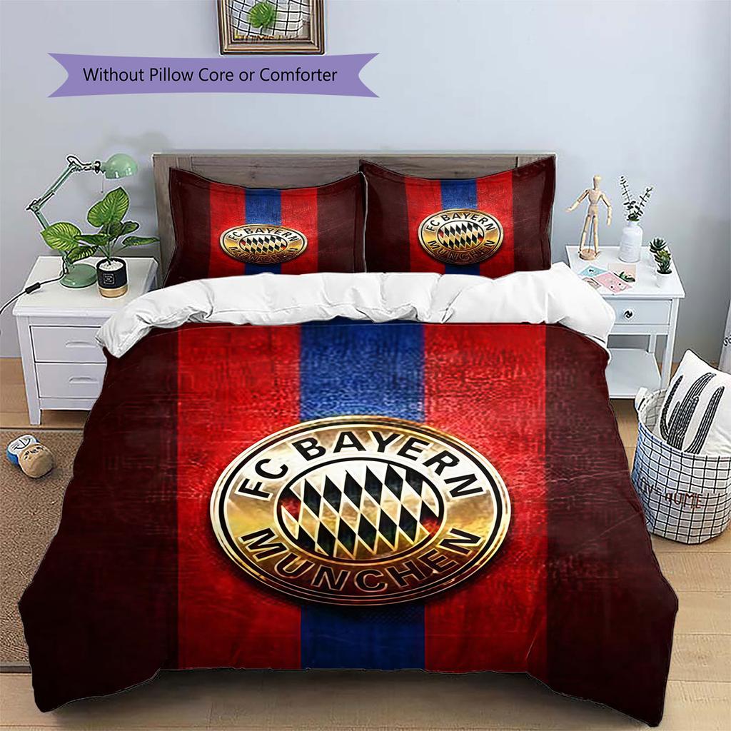 FC Bayern Munchen Pattern Bedding,Quilt Set Quilt Cover Pillowcase Home Birthday Gift(1 * duvet cover + 2 * pillowcase, without core)