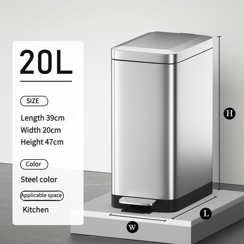Household Stainless Steel Garbage Can Foot Operated Bathroom Waste Bin Kitchen Living Room Garbage Storage Bucket