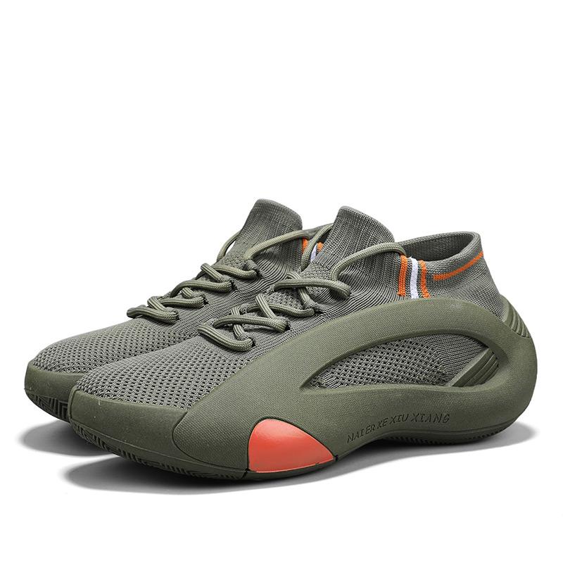 Fashion Green Men's Summer Sports Running Socks Shoes Breathable Mesh Thick Bottom Heightening Teenagers Casual Mesh Round Toe Shoes