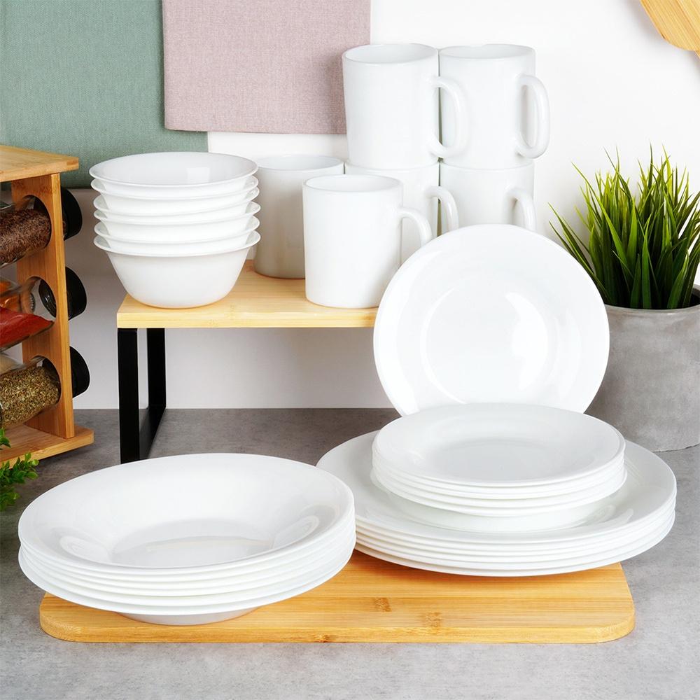 6x Large Deep Dinner Plate for Soup Dishes White Plate Set