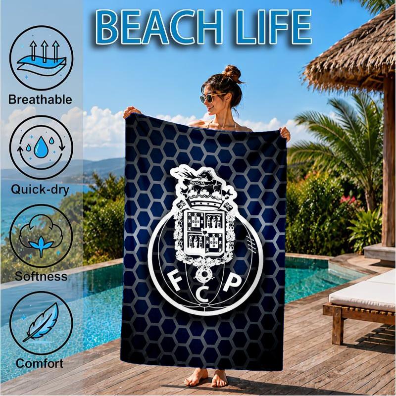FC-Wappen-Design aufgedrucktes Mikrofaser-Strandtuch, Weich und saugfähig, Schnell trocknend, Ideal für Sommerreisen, Strand-Essential, Schwimmbad