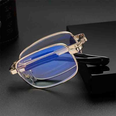 Fashion Metal Foldable Reading Glasses Ultralight Men Business Presbyopia Glasses Eyewear With Random Case +0.5To+4.0