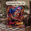 Birds Theme Throw Blanket Custom Name Text Personalized Blanket Soft Cozy Blanket for Home Sofa Bed