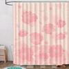 1Pc Warm Pink Pattern Shower Curtain, High-End Elegant Bathroom Curtain, Multi-Functional Curtain, Bathroom Decorative Curtain