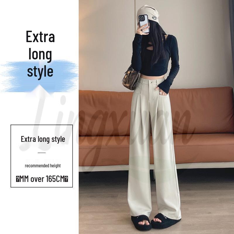 Autumn 2026 Women's High Waist Slim Fit Wide Leg Casual Pants - Floor Length