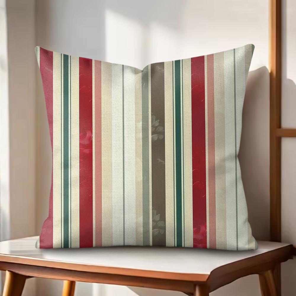 Classic Striped Cushion Cover Natural Linen Organic Fabric DoubleSided Printing Couch Pillow Covers Home Decor