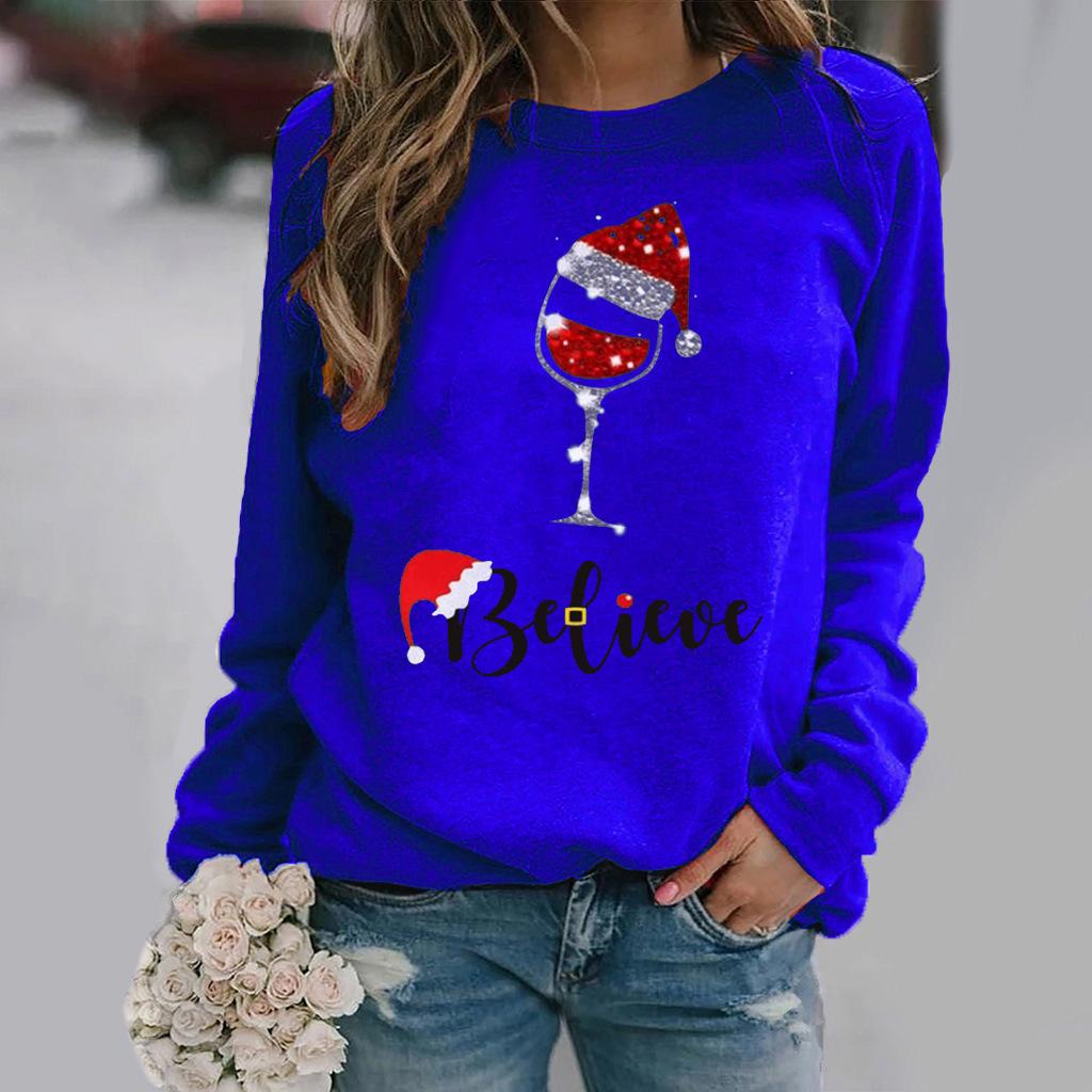 Women's Christmas Pattern Long Sleeve Round Neck Hoodie