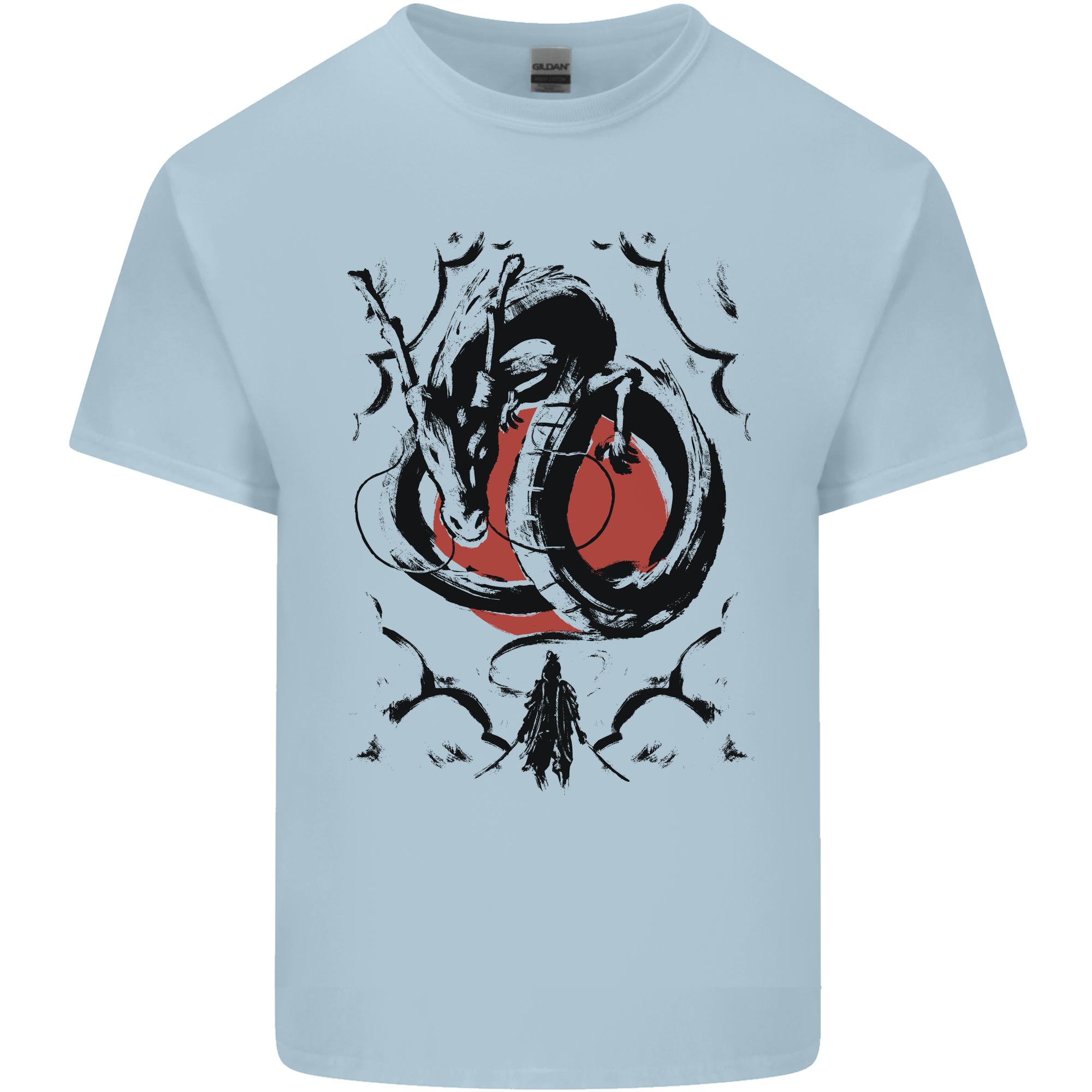 Samurai Warrior Dragon Sun Fantasy MMA Unisexs Light Cotton TShirt S