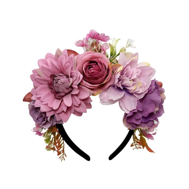 Faixa de Cabelo Floral de Tecido Para Meninas e Mulheres Ornamento de Cabelo Elegante com Flores de Tecido Realistas Perfeito Para Uso Diário, Eventos, Sessões de Fotos