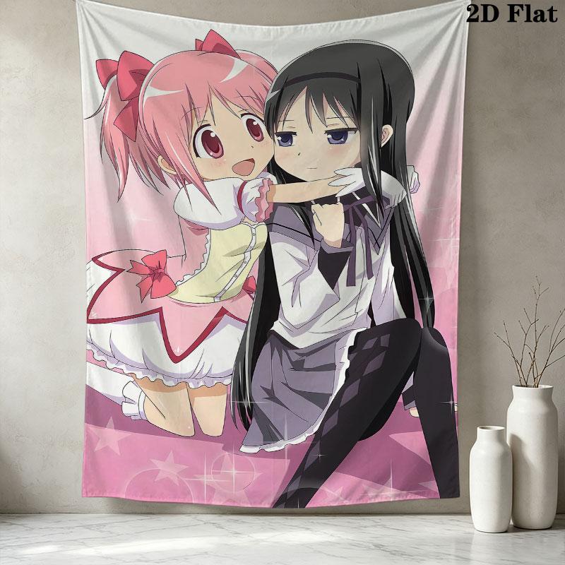 Puella Magi Madoka Magica Wall Tapestry Aesthetic Wall Hanging Printed Fabric Blanket Decorative Tapestries For Bedroom Living Room Home Decor