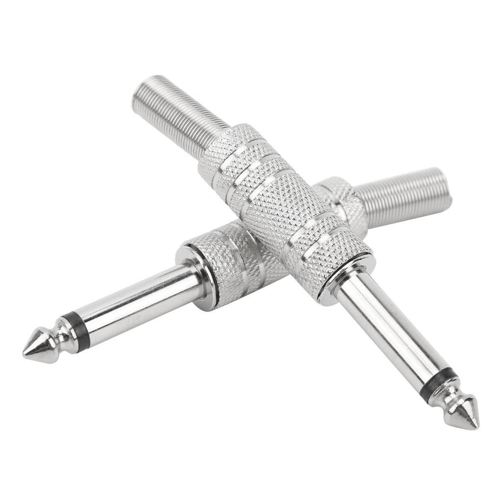 2Pcs Audio Adapter Male Coupler Joiner Guitar Earphone Straight Jack Plug In Connector 6.35mmSingle