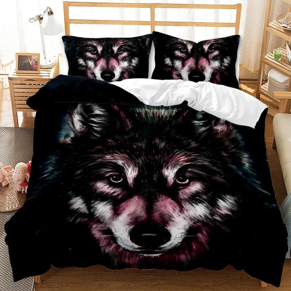 3D Design Printed Wolf Bed Cover Kit Wild Snow Wolf Animal Comforter Cover Full Size Single Size Full Queen Dimension King Size Adult Kids Bedclothes