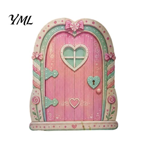 Small Fairy House Accessories Mini Wooden Door, 2D Flat Miniature Garden Rustic Nordic Style Decor Gate for DIY Craft, Dollhouse Accessory,