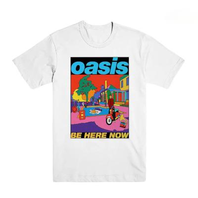 2024 Nové Oasis Rock Punk Retro Klasické Bavlněné Pánské Tričko s Krátkým Rukávem Pohodlné a Prodyšné Aktuální Klasický Styl