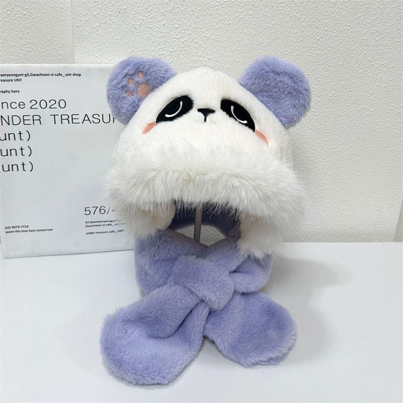 Scarf Hat Integrated Autumn and Winter Warm Plush Thickened Imitation Rabbit Fur Cute Ear Protection Hat