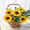 7 Head Artificial Flowers Silk Sunflower Wedding Bridal Bouquet Home Room Table Decor Outdoor Yard Garden Wall Festival Diy Gift