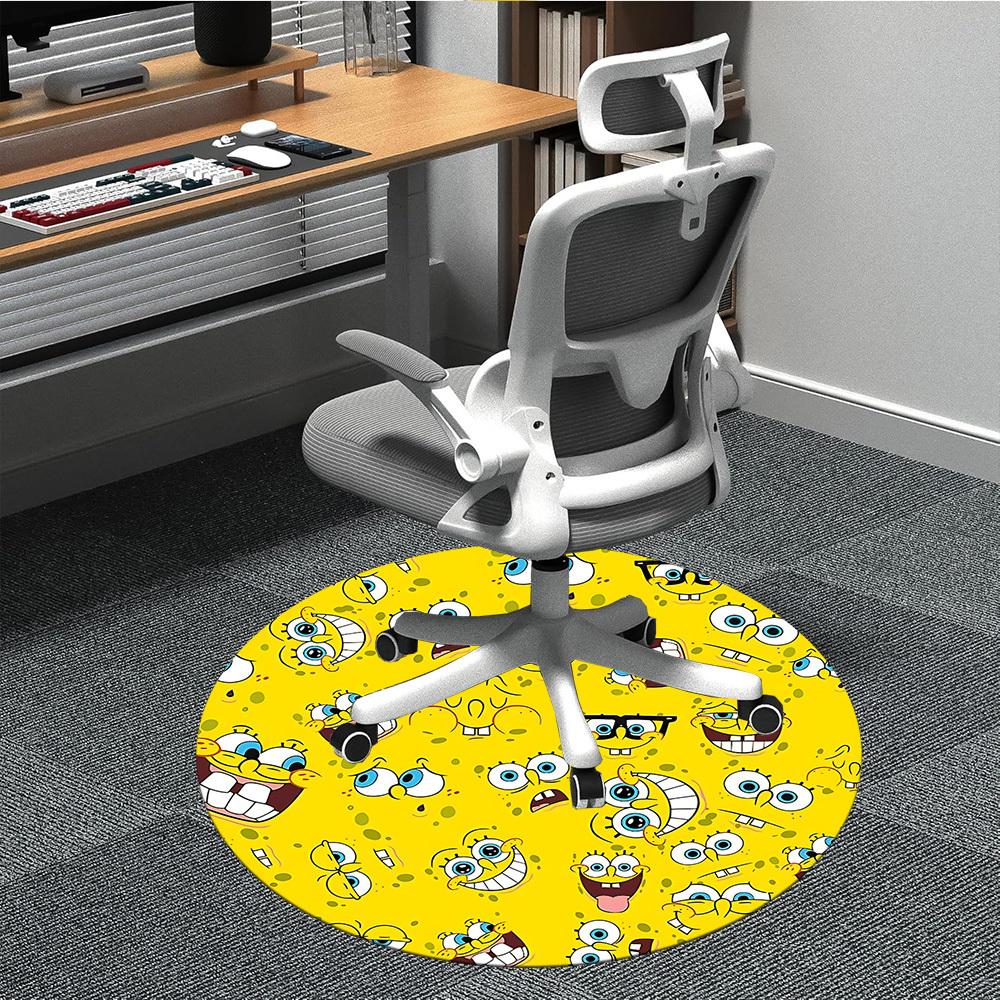 

1pc SpongeBob Chair Carpet for Office, Indoor Non Slip Washable Polyester Fiber Carpet, Mat For Office, Machine Washable 80cm