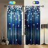 Shiny Gradient Blue Printed Curtain for Home Decor - Rod Pocket Window Treatment for Bedroom, Kitchen, Living Room