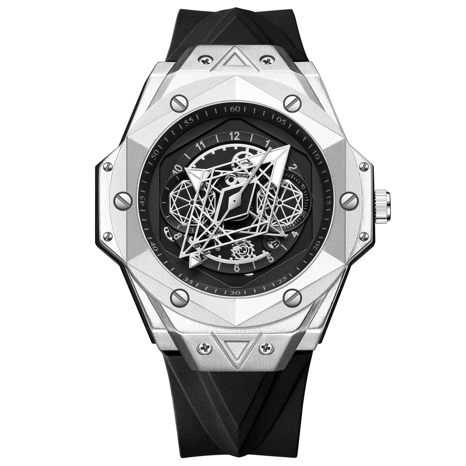 Binbang Men s Fashion Waterproof Silicone Tattoo Watch