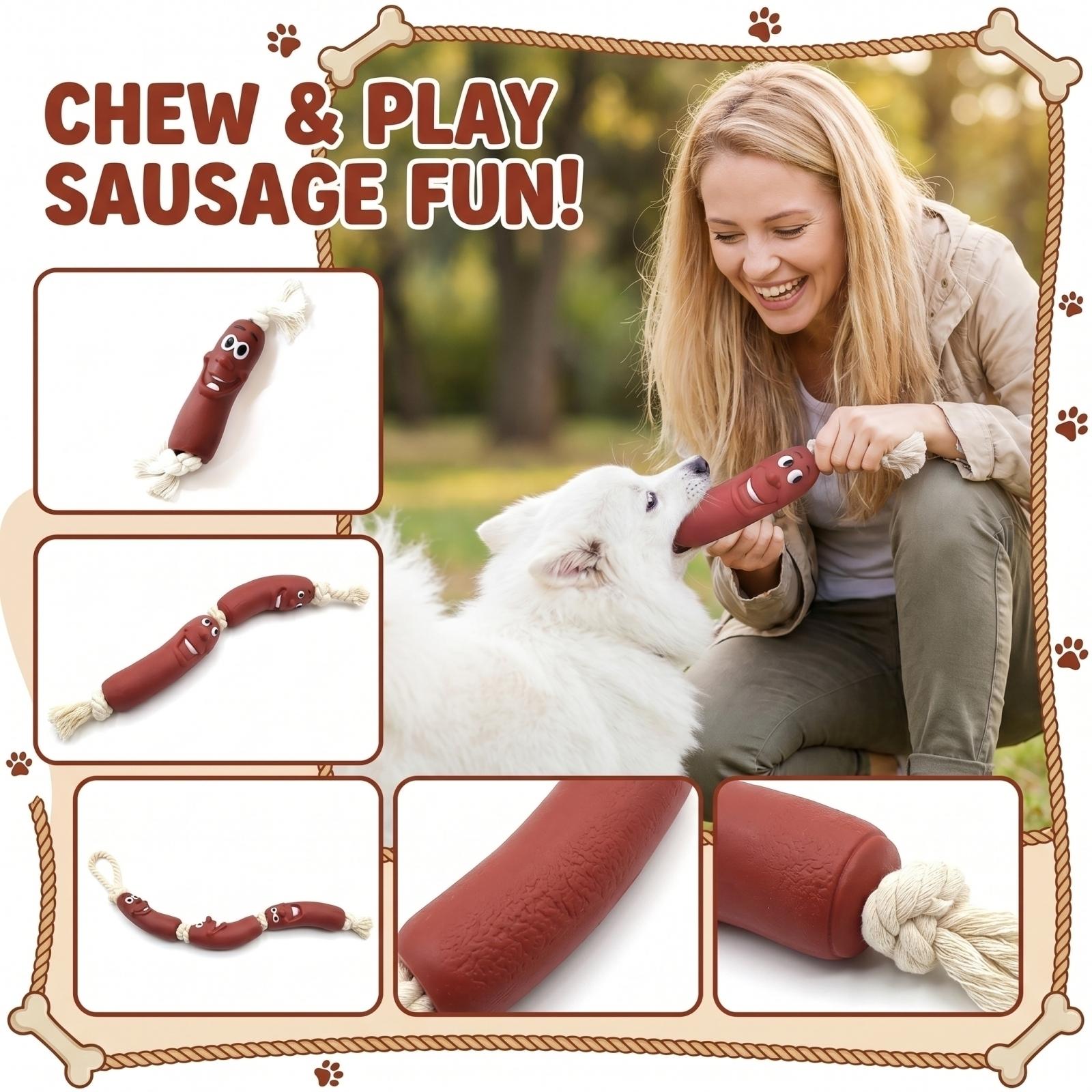 

Cartoon Sausage Corn Dog Teething Rope Knot Interactive Toy Pet Supplies Disassembled One Size коричневый