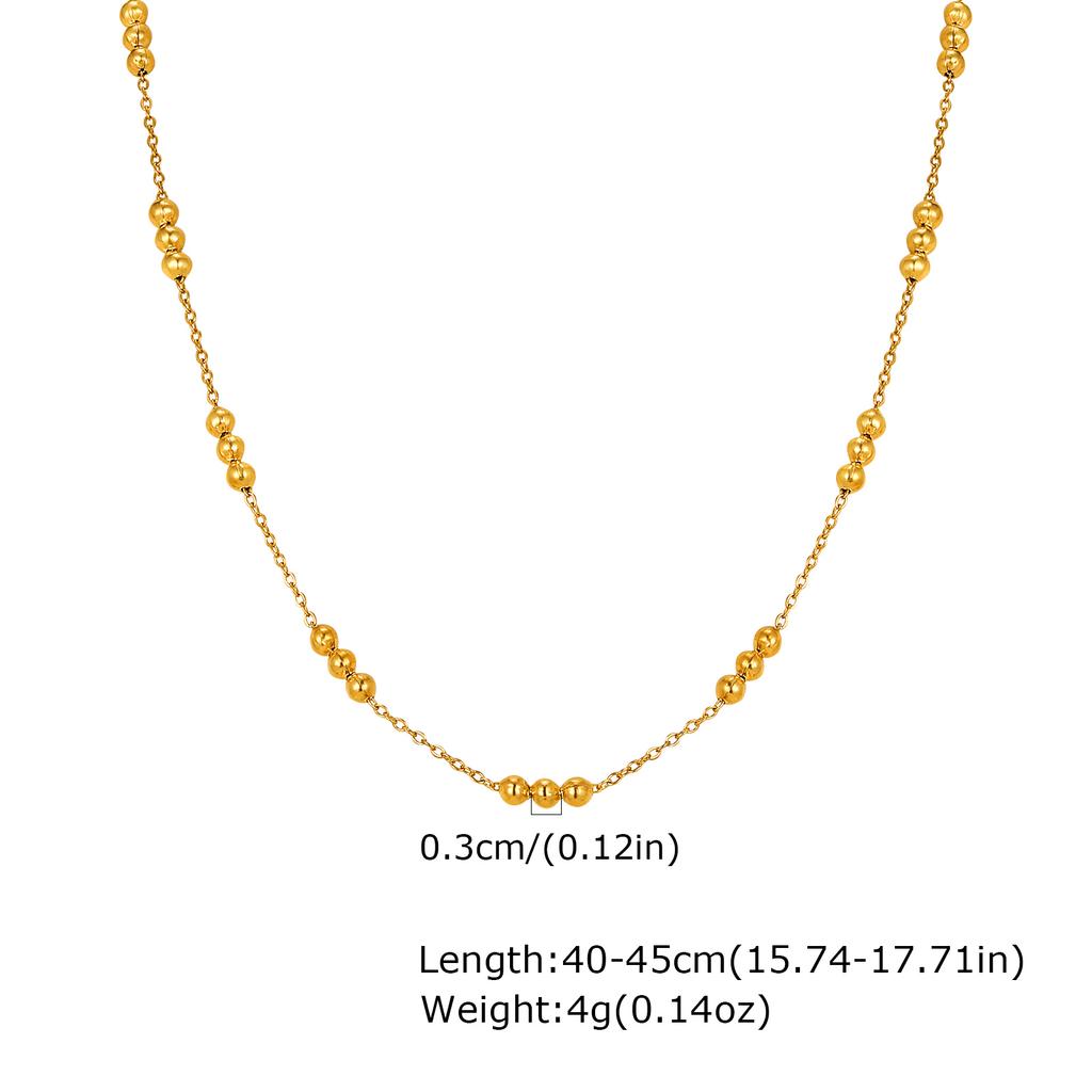 Classic Square Handmade Chain Necklace for Women,Stainless Steel Round Snake Chain Choker Necklace,Water Wave Bead Chain Jewelry