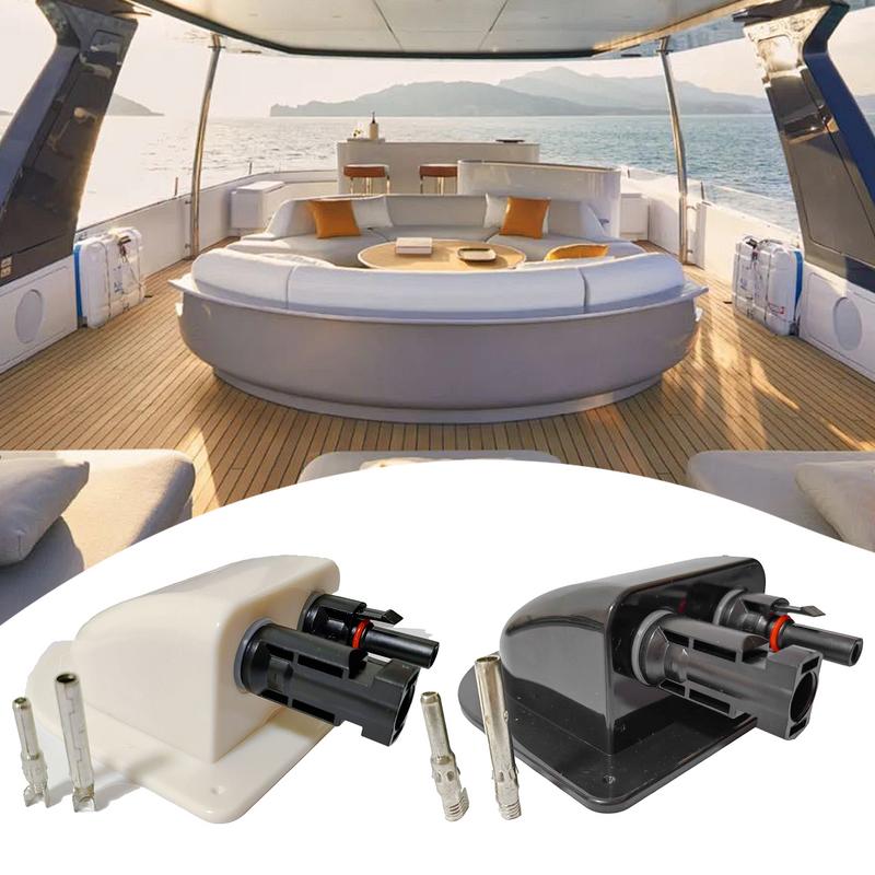 RV Doppelkabel-Einführungsverschraubung Solarpanel Dachkabel-Einführungsverschraubung Kabel Wohnmobil Weiß Doppelloch RV Yacht Autozubehör