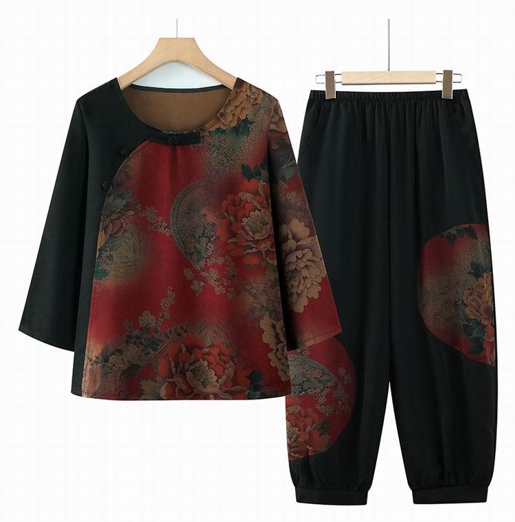 

Plus Size Three-Quarter Sleeve Shirt for Middle-Aged and Elderly Women XL (suggested for 40-50 kg) красный