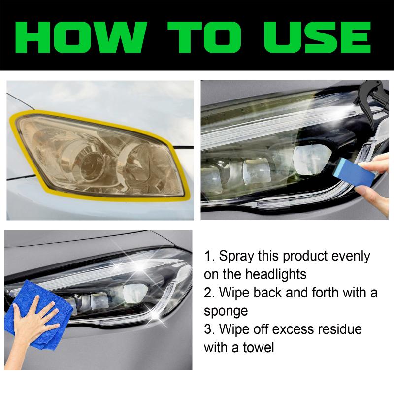 Universal Headlight Repair Cream Polish and Restoration Set for Clearer Brighter Lights Improves Road Safety Night Time Use